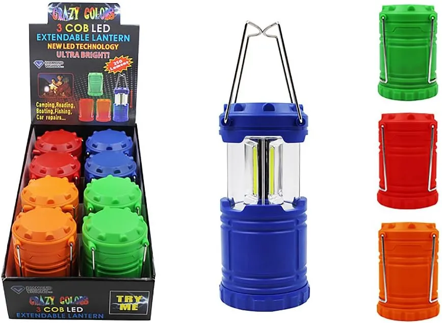 Diamond Visions 08-1866 3 COB LED Extendable Metal Lantern in Assorted Crazy Colors (1 Lantern)