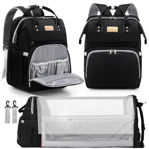 Diaper Bag Backpack, Large Capacity Multifunction Diaper Backpack with Changing Pad for Boy Girl, Travel Baby Bag for Moms Dads, Baby Registry Search Shower Gifts Waterproof Black