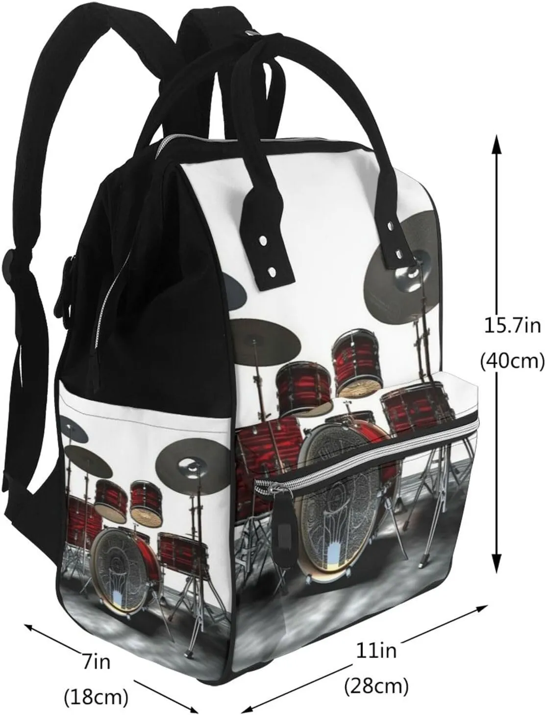 Diaper Bag Nappy Backpack Baby Bag Abstract Music Themed Mummy Backpack Multifunction Changing Bags for Travel, Cool Drum Set, One Size