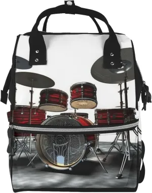 Diaper Bag Nappy Backpack Baby Bag Abstract Music Themed Mummy Backpack Multifunction Changing Bags for Travel, Cool Drum Set, One Size