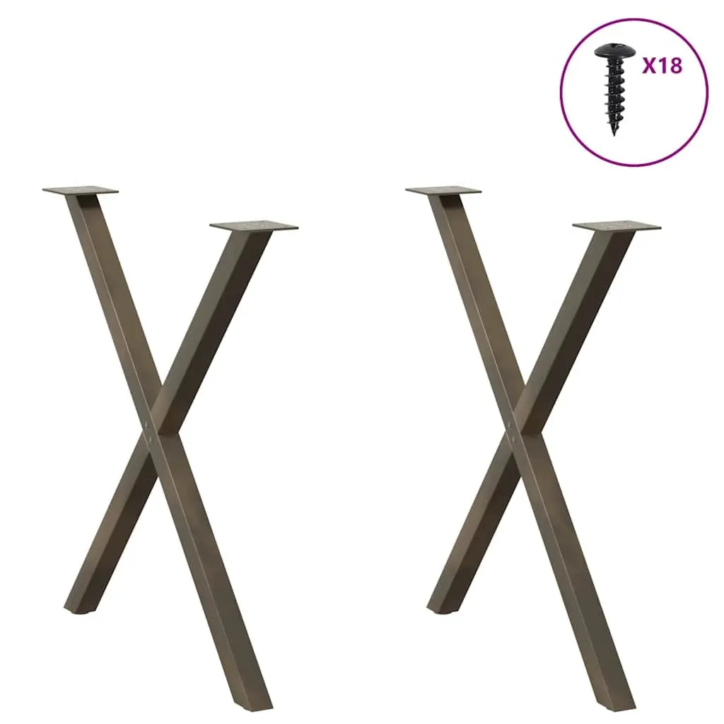 Dining Table Legs X-Shaped 2 pcs Natural Steel 80x(72-73) cm Steel