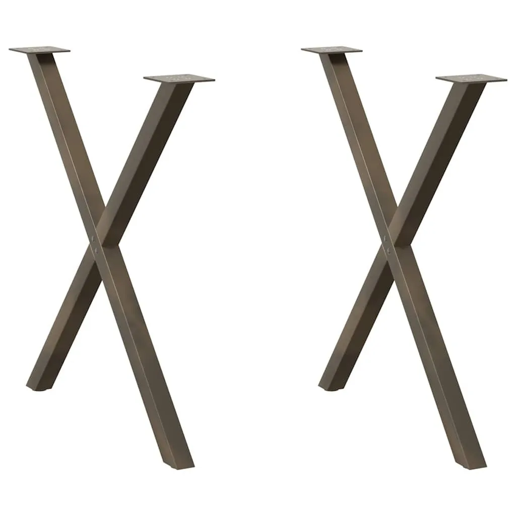 Dining Table Legs X-Shaped 2 pcs Natural Steel 80x(72-73) cm Steel