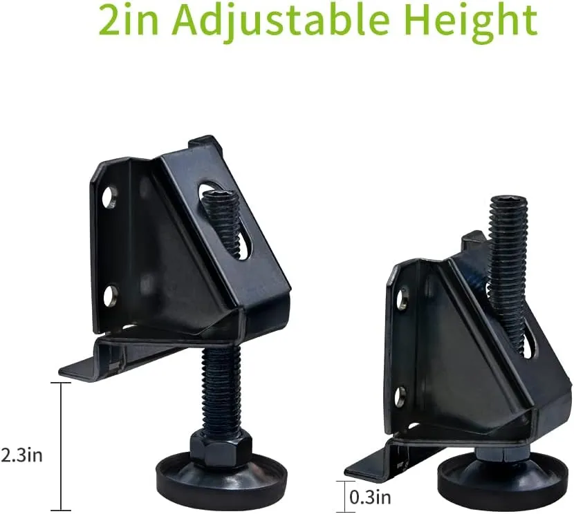 DkOvn 4/8/16 Pack Heavy Duty Leg Leveler, Leveling Feet, Adjustable Furniture Leveler Legs, with Screws, Lock Nuts and Wrench, 2 inch Adjustable Height, for Furniture, Table, Cabinets(4 Pack Black)