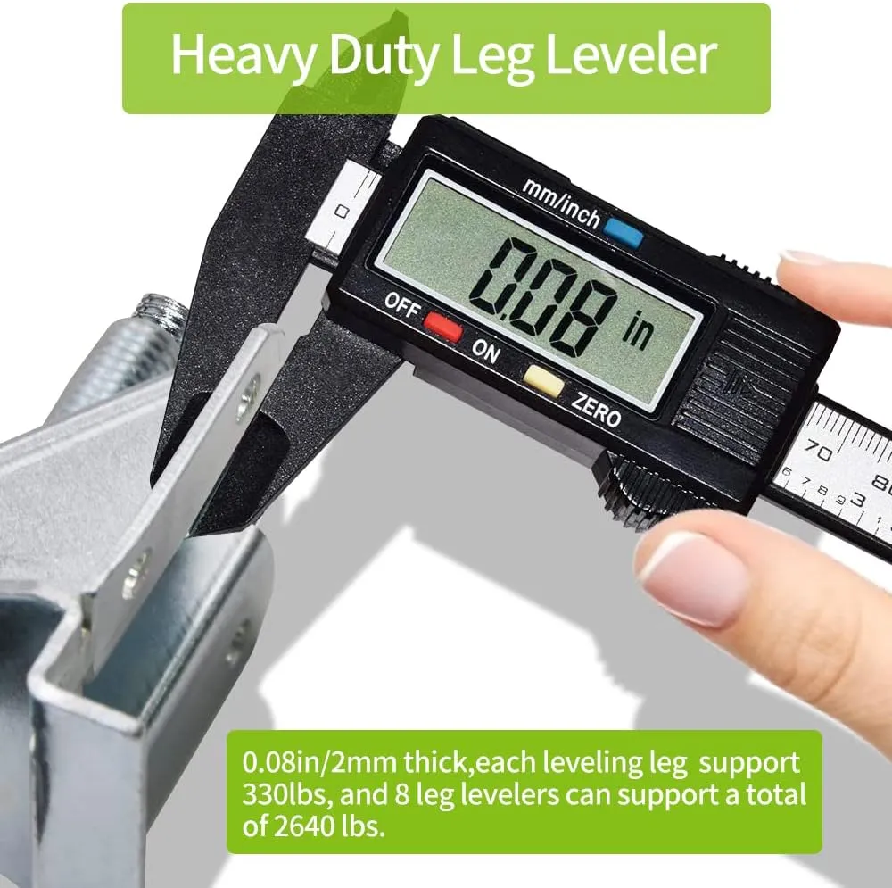 DkOvn 4/8/16 Pack Heavy Duty Leg Leveler, Leveling Feet, Adjustable Furniture Leveler Legs, with Screws, Lock Nuts and Wrench, 2 inch Adjustable Height, for Furniture, Table, Cabinets(4 Pack Black)