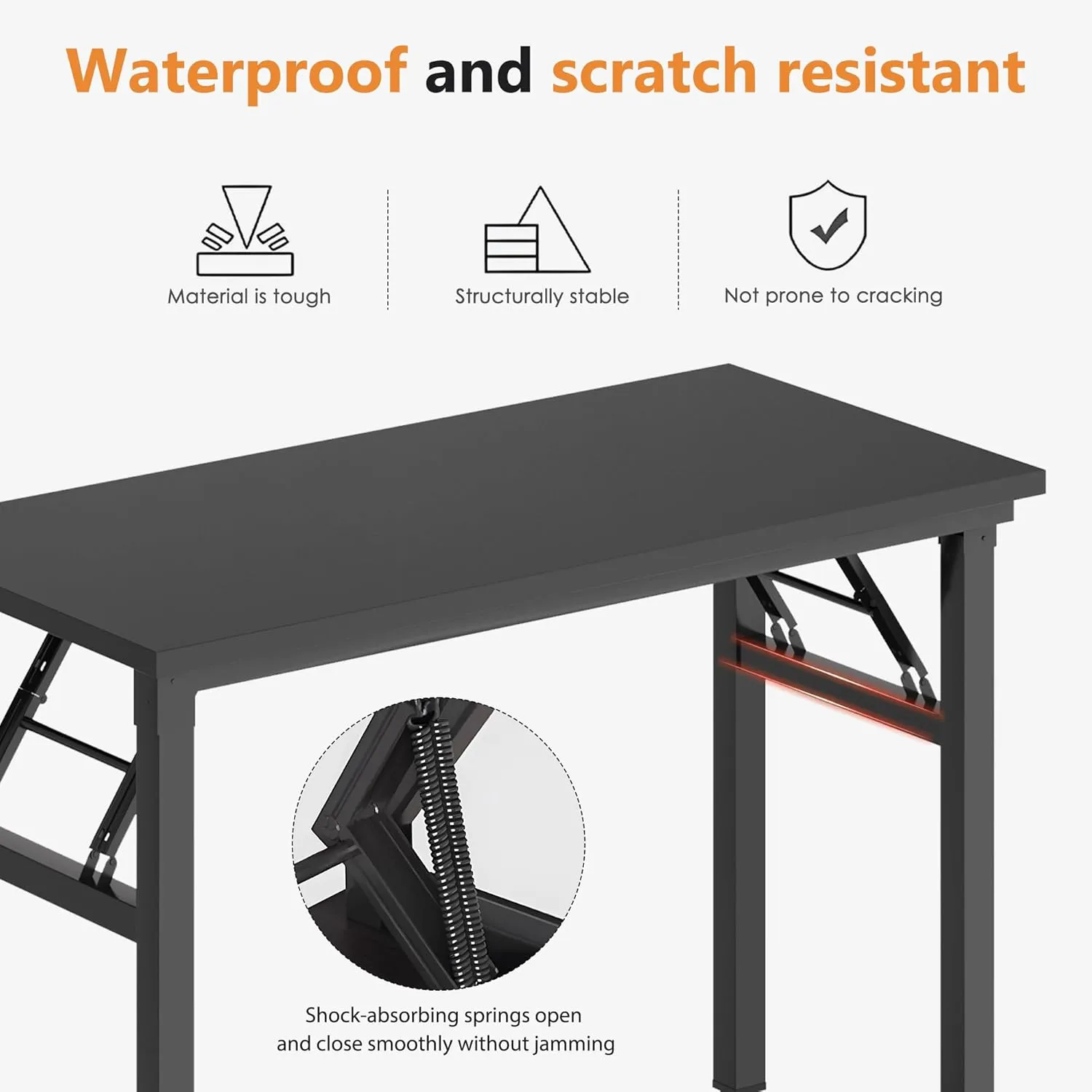 DlandHome 31.5 inches Small Computer Desk for Home Office Folding Table Writing Table for Small Spaces Study Table Laptop Desk No Assembly Required Black DND-AC5CB-8040