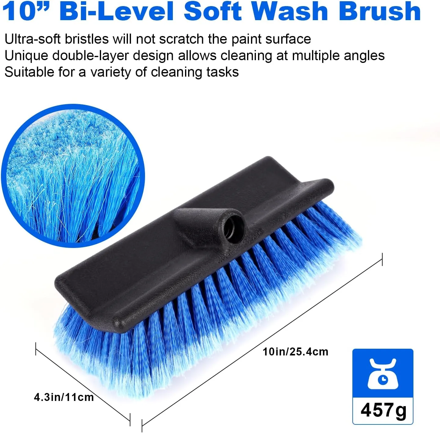 DOBEN 4.7-24FT Carbon Fiber Telescopic Extension Pole with Car Wash Brush Head, Bi-Level Soft Scrub Brush with Long Handle for RVs, Cars, Trucks, House Siding, Deck, Floors