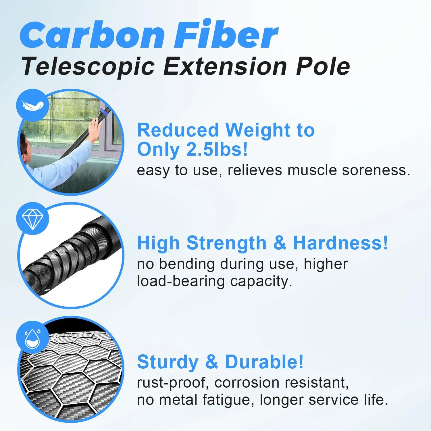 DOBEN Carbon Fiber Christmas Light Pole Hanger Tool Tree, 4.7 to 24FT Telescopic Extension Pole with Utility Hook for Holiday Light Installation, Multi Purpose Pole with Universal Thread Lightweight