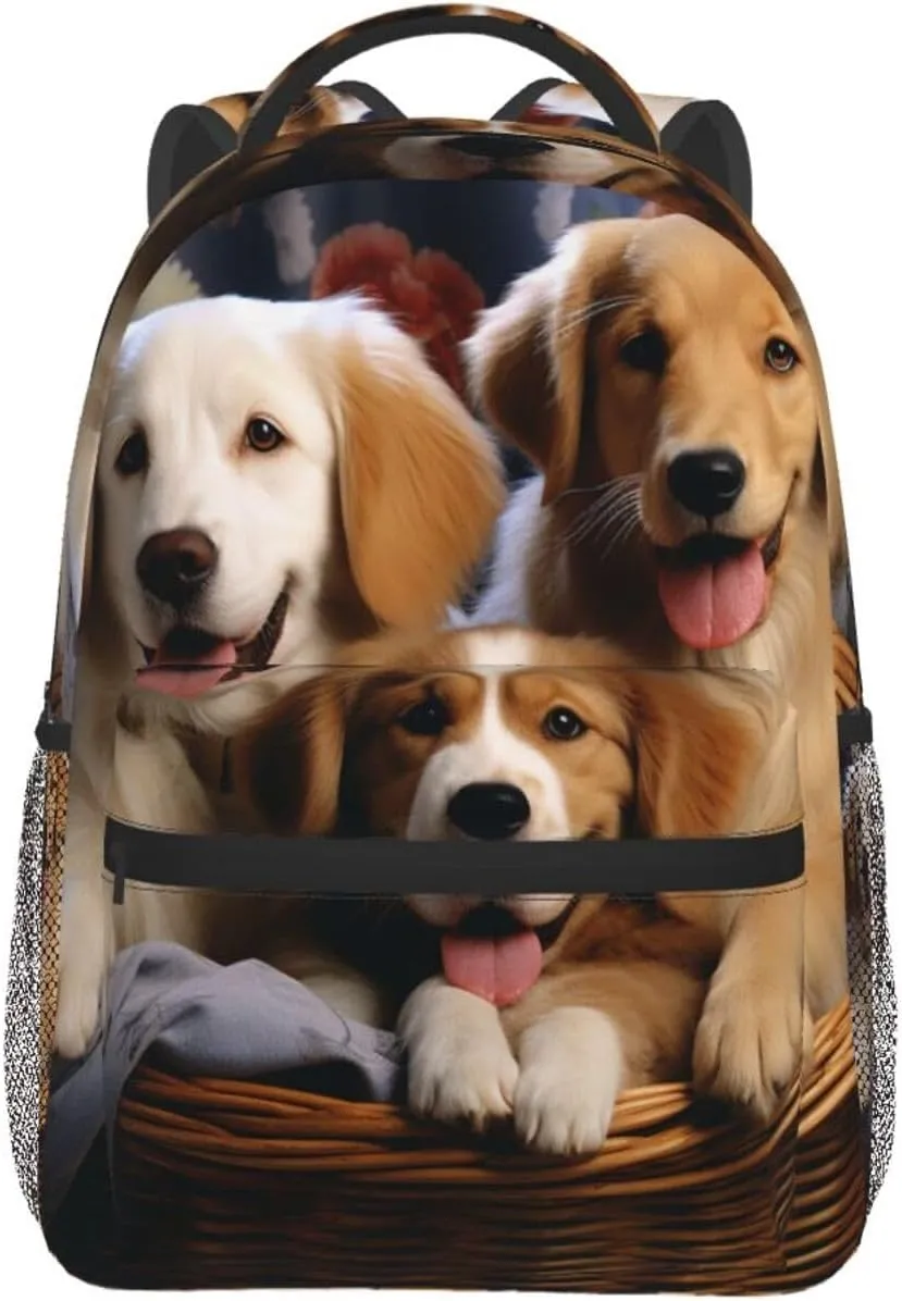 Dog Baskets and Dogs Travel Backpack for Men & Women 15.6 inch Laptop Backpack Waterproof Work Back Pack