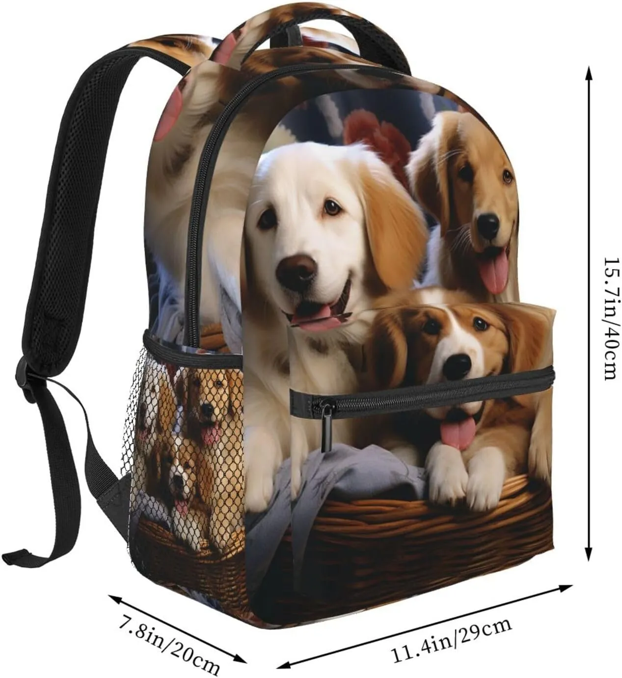 Dog Baskets and Dogs Travel Backpack for Men & Women 15.6 inch Laptop Backpack Waterproof Work Back Pack