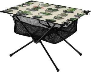 Doodle Cactus Potting Pattern Portable Camping Table,Outdoor Folding Table,Beach Table,Suitable for Camping,Hiking,Picnic