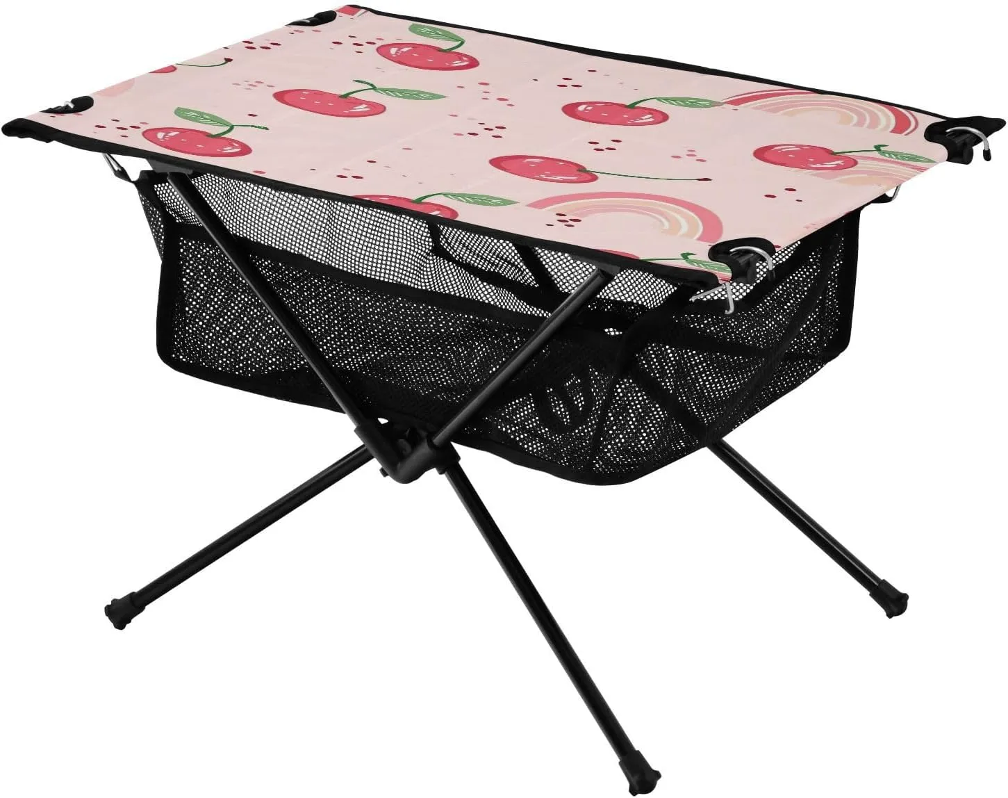 Doodle Cherry and Rainbow Portable Camping Table,Outdoor Folding Table,Beach Table,Suitable for Camping,Hiking,Picnic