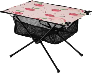 Doodle Cherry and Rainbow Portable Camping Table,Outdoor Folding Table,Beach Table,Suitable for Camping,Hiking,Picnic