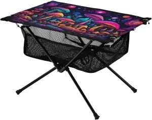 Doodle Colourful Fantasy Mushroom Portable Camping Table,Outdoor Folding Table,Beach Table,Suitable for Camping,Hiking,Picnic