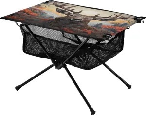 Doodle Elk and Flower Pattern Portable Camping Table,Outdoor Folding Table,Beach Table,Suitable for Camping,Hiking,Picnic