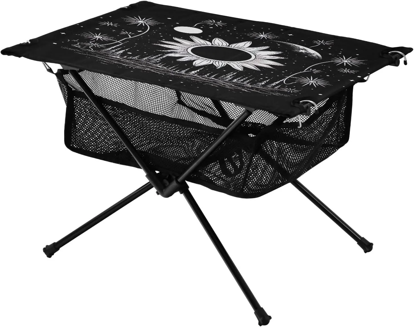 Doodle Sunflowers and Botanical Pattern Portable Camping Table,Outdoor Folding Table,Beach Table,Suitable for Camping,Hiking,Picnic