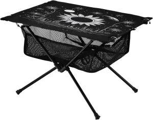 Doodle Sunflowers and Botanical Pattern Portable Camping Table,Outdoor Folding Table,Beach Table,Suitable for Camping,Hiking,Picnic