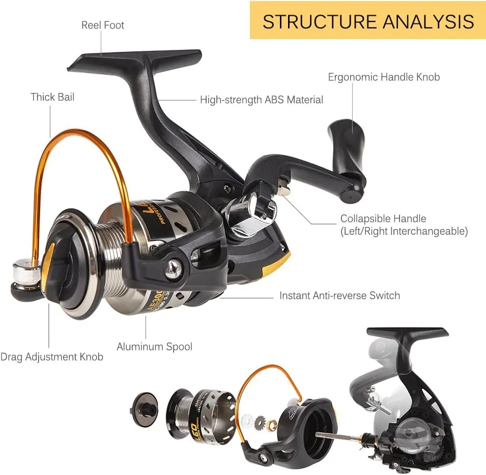 doorslay Fishing Rod and Reel Combos, Carbon Fiber Fishing Pole Combo Set, Telescopic Rods Spinning Reels Lures Set with Carrier Bag for Freshwater Saltwater Kit Fishing Gifts for Men Women