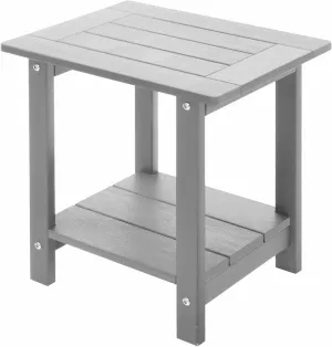Double Adirondack Side Table Weather Resistant, Outdoor Rectangular End Table for Adirondack Chair, Light Grey