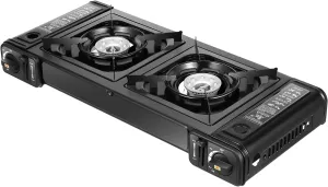 Double Burner Butane Stove 2 Burners Portable Camping Stove Butane Grill Stove Double Auto Ignition Camping Burner for Home, Camping, Outdoor, Rv, Apartments