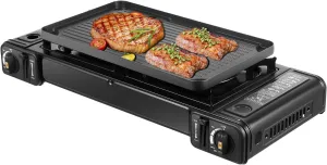 Double Burner Butane Stove, Outdoor Travel Camp Stove Portable Camping burner for Outdoor Cooking, RV, Apartments