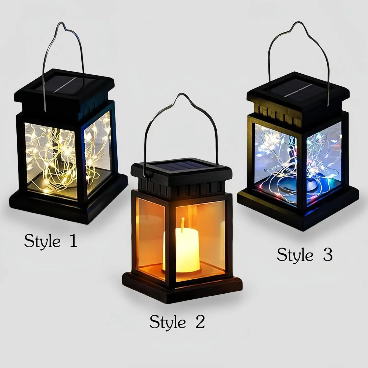 Drawelry Personalized Solar Retro Palace Lanterns with Photo Text LED Lamp Candle Lantern Portable Hanging Outdoor Waterproof Garden Decor Flashing Night Light Memorial Gift for Couples Dad Mom (A3)