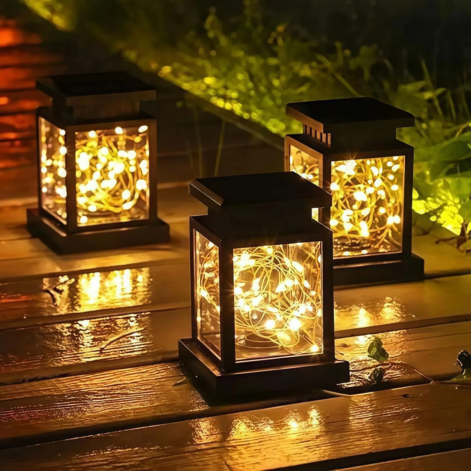 Drawelry Personalized Solar Retro Palace Lanterns with Photo Text LED Lamp Candle Lantern Portable Hanging Outdoor Waterproof Garden Decor Flashing Night Light Memorial Gift for Couples Dad Mom (A3)