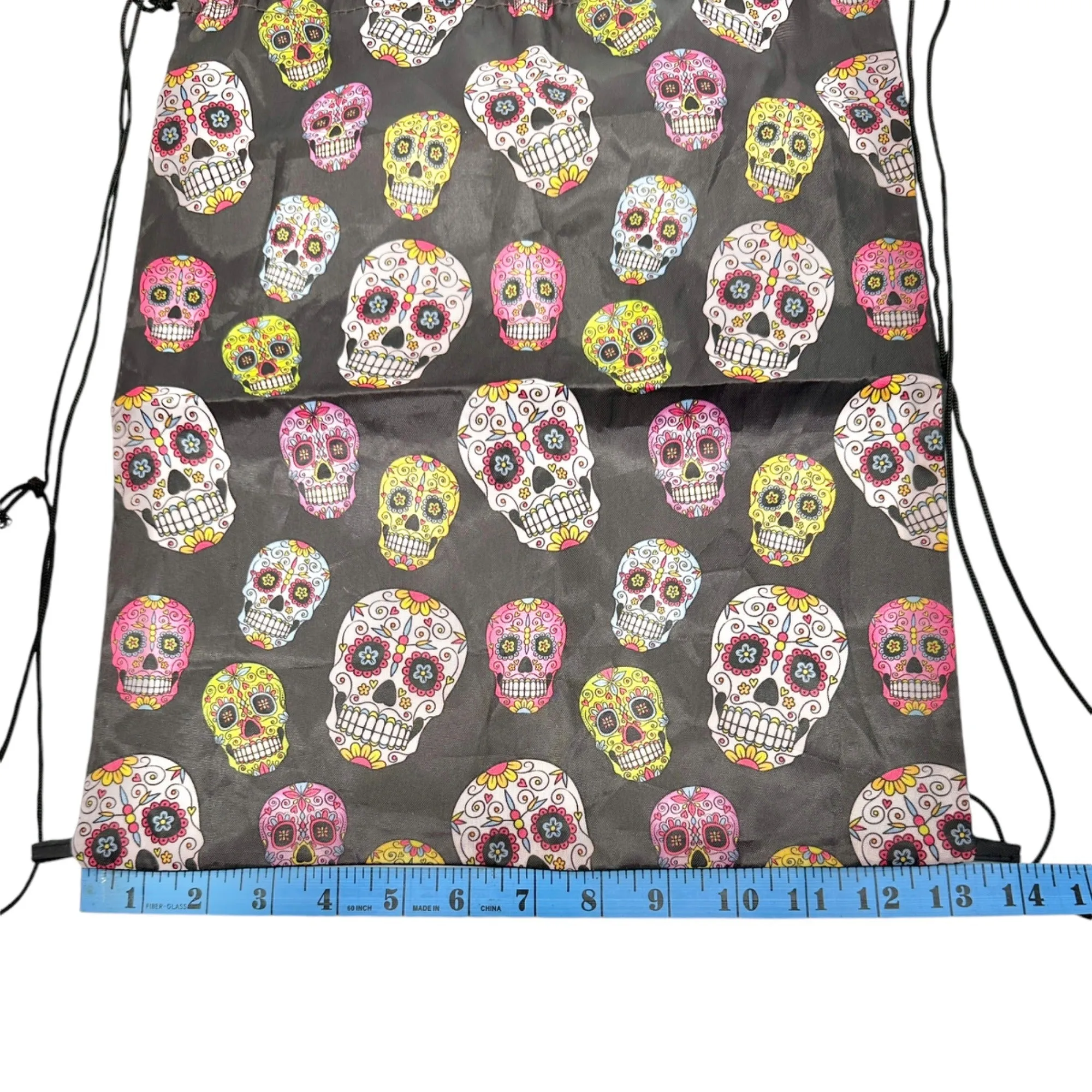 Drawstring Backpack Colorful Sugar Skull 16 x 13 Greenbrier Intl Adults or Kids