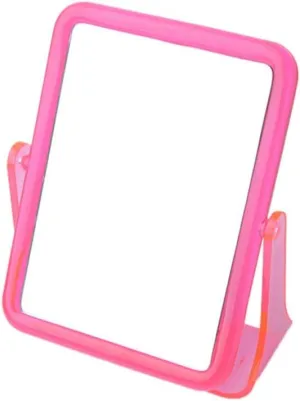 Dressing Mirror Makeup Mirror, Creativity Acrylic Decorative Mirror Rectangle Transparent Frame Bathroom Mirror Portable Men's Shaving Mirror Clear (Color : Pink, Size : 1914CM)