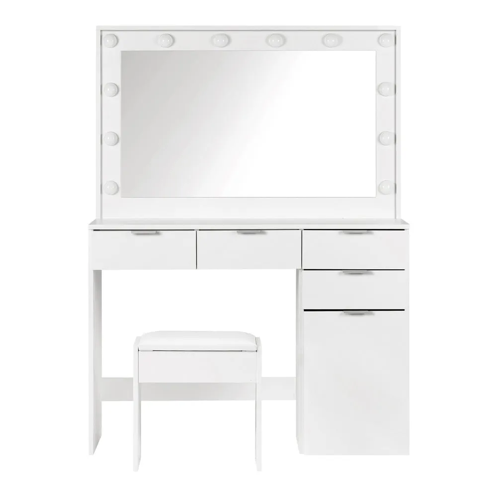 Dressing Table Stool Set Makeup Large Mirror Dresser 12 LED Bulbs