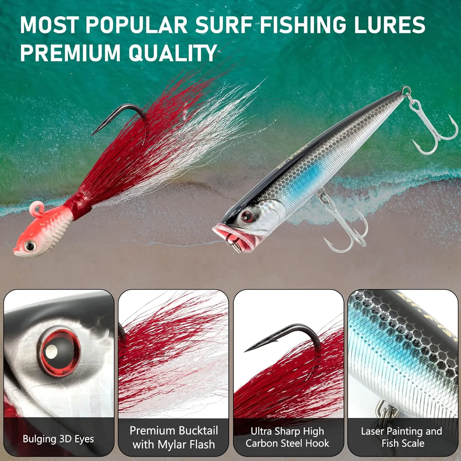 Dr.Fish Surf Fishing Rod and Reel Combo, Saltwater Fishing Combo, 12ft Surf Rod 8000/9000 Spinning Reel 9 1 BB, Offshore Gear Kit Pole Equipment Set