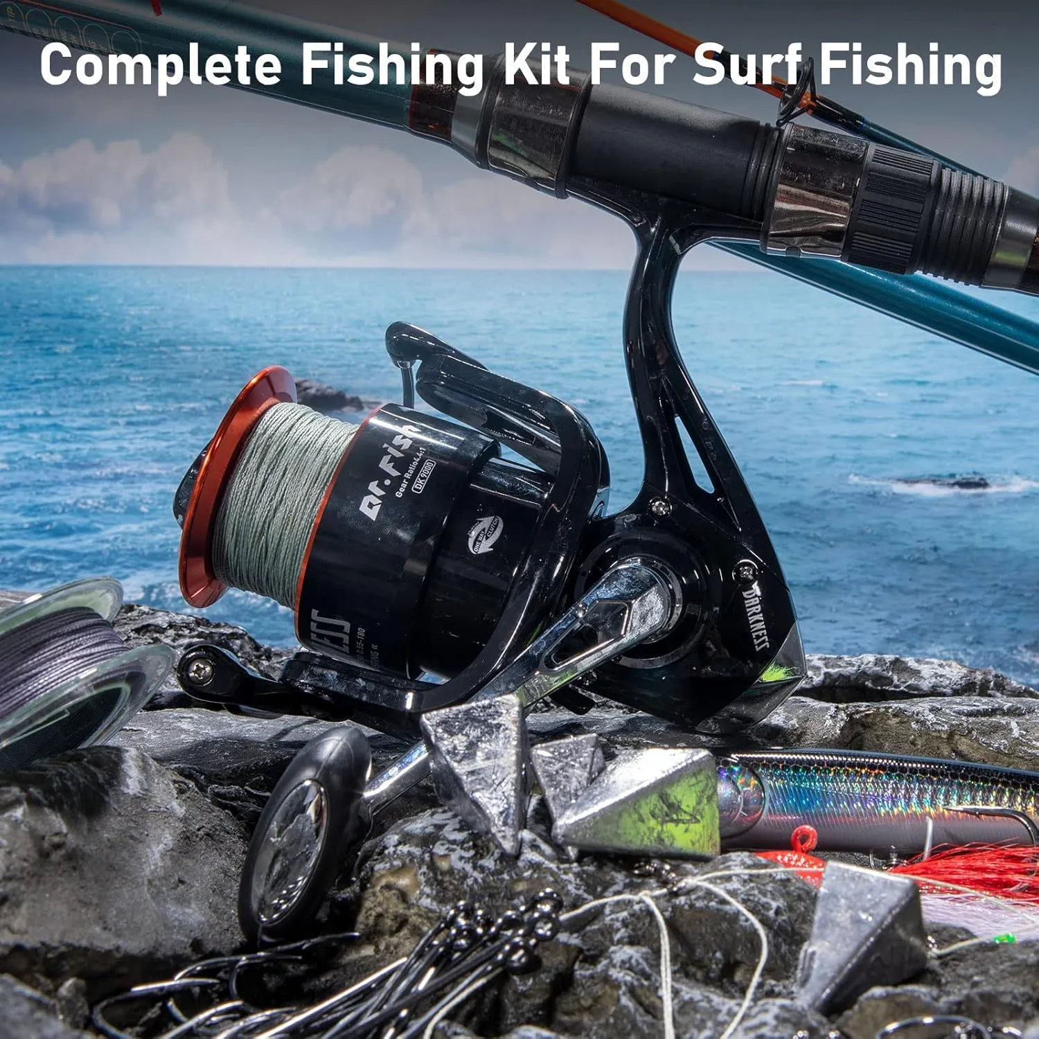 Dr.Fish Surf Fishing Rod and Reel Combo, Saltwater Fishing Combo, 12ft Surf Rod 8000/9000 Spinning Reel 9 1 BB, Offshore Gear Kit Pole Equipment Set