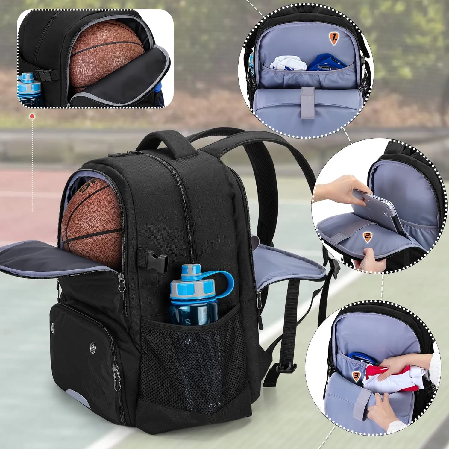 DSLEAF Basketball Bag, Soccer Backpack with Ball Compartment & Shoe Compartment for Basketball, Soccer, Volleyball Sports…