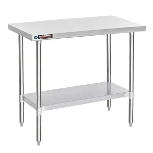 DuraSteel 30x48 Kitchen Stainless Steel Table - NSF Commercial Work Bench Prep Table - Outdoor Pizza Oven Stand with Under Shelf - For Laundry Room, Kitchen, Garage, Restaurant