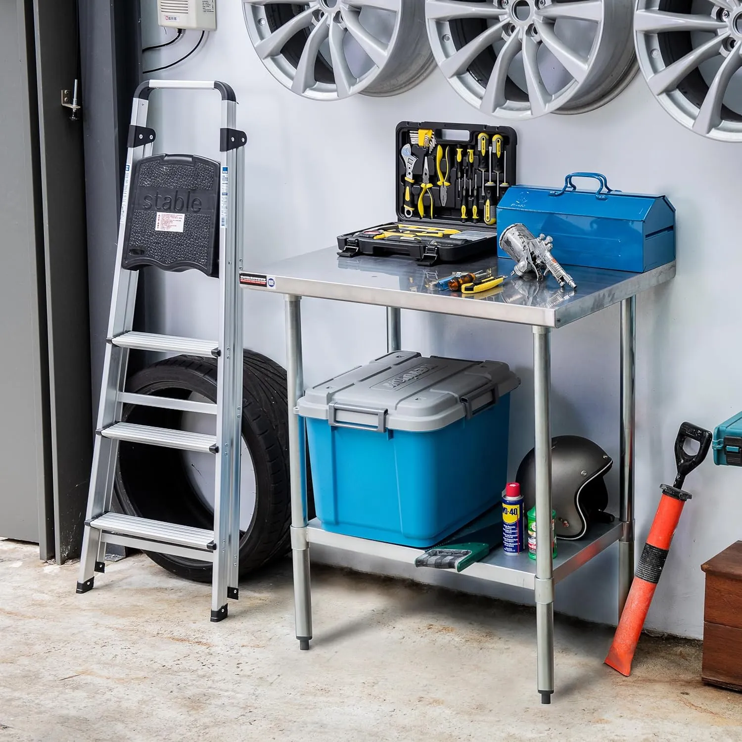 DuraSteel 30x48 Kitchen Stainless Steel Table - NSF Commercial Work Bench Prep Table - Outdoor Pizza Oven Stand with Under Shelf - For Laundry Room, Kitchen, Garage, Restaurant