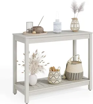 DWVO 38.3" Outdoor Bar Table Console Table, HIPS Material Indoor Outdoor Multifunctional Buffet Bar Storage Organizer with Adjustable Feet (Grey)