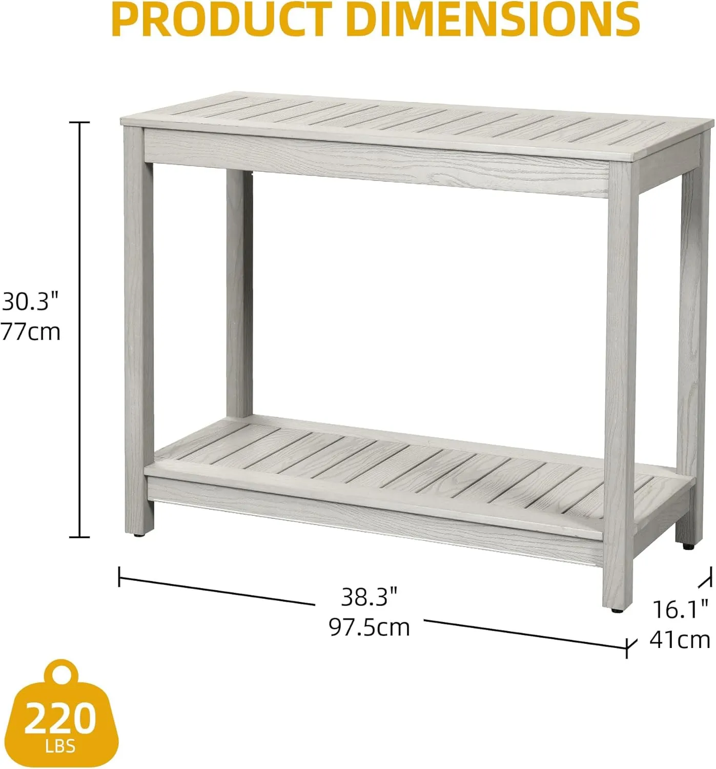 DWVO 38.3" Outdoor Bar Table Console Table, HIPS Material Indoor Outdoor Multifunctional Buffet Bar Storage Organizer with Adjustable Feet (Grey)