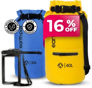 Earth Pak Waterproof Dry Bag with Zippered Pocket - Waterproof Dry Bag Backpack Keeps Gear Dry (40L Blue & 40L Yellow)