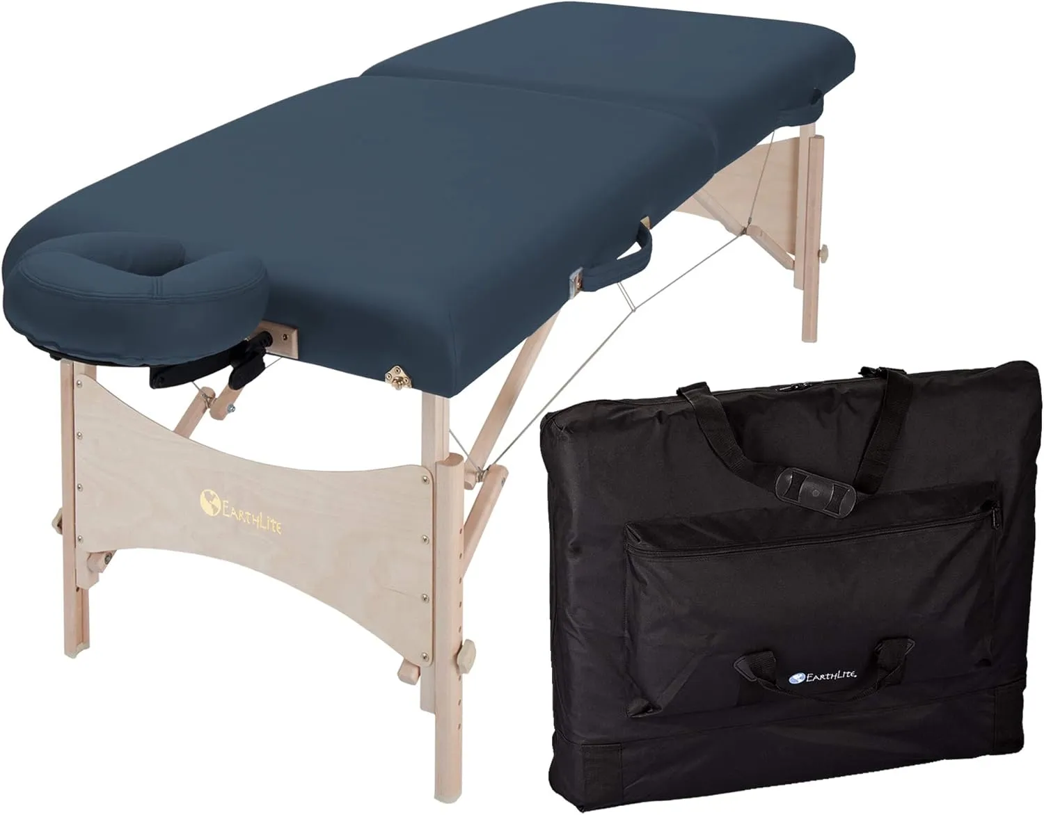 EARTHLITE Portable Massage Table HARMONY DX – Foldable Physiotherapy/Treatment/Stretching Table, Eco-Friendly Design, Hard Maple, Superior Comfort incl. Face Cradle & Carry Case (30" x 73")