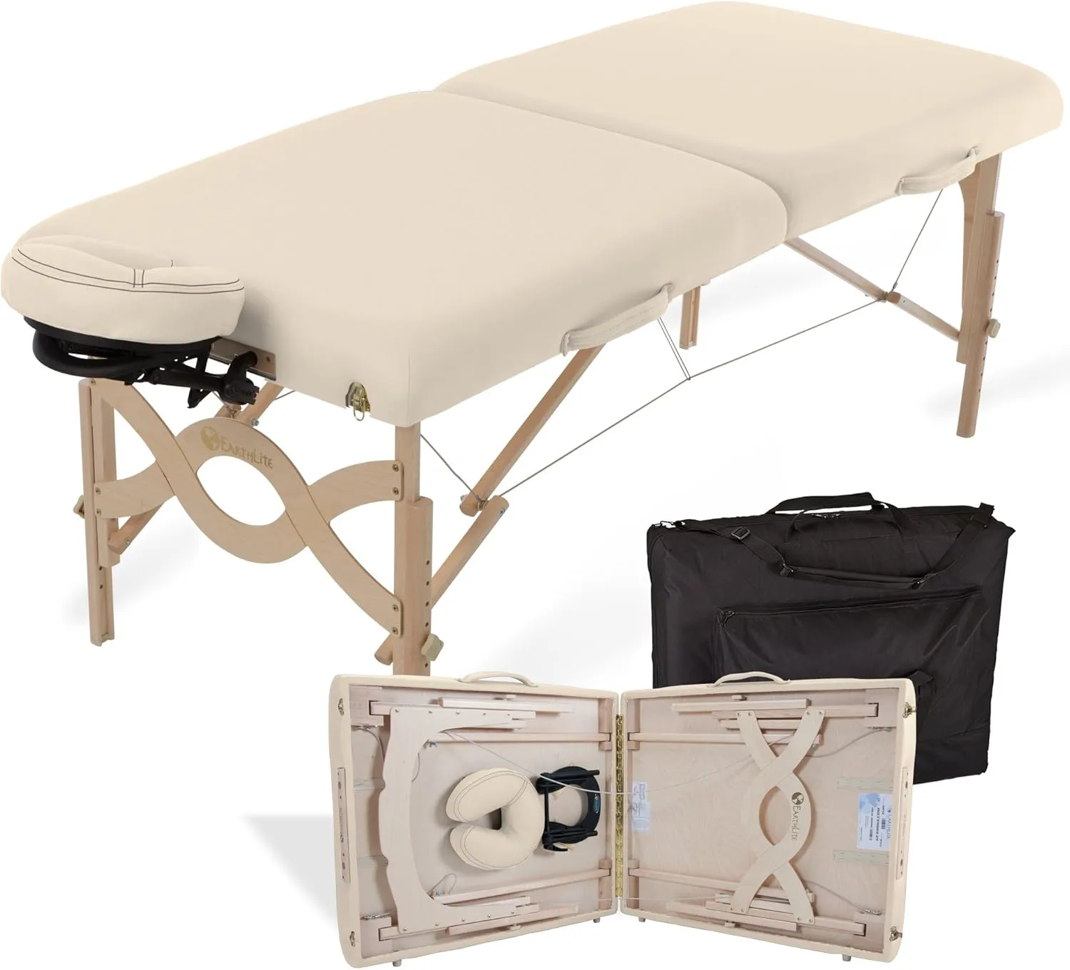 EARTHLITE Portable Massage Table Package AVALON – Reiki Endplate, Premium Flex-Rest Face Cradle & Strata Cushion, Carry Case (30”x73”)