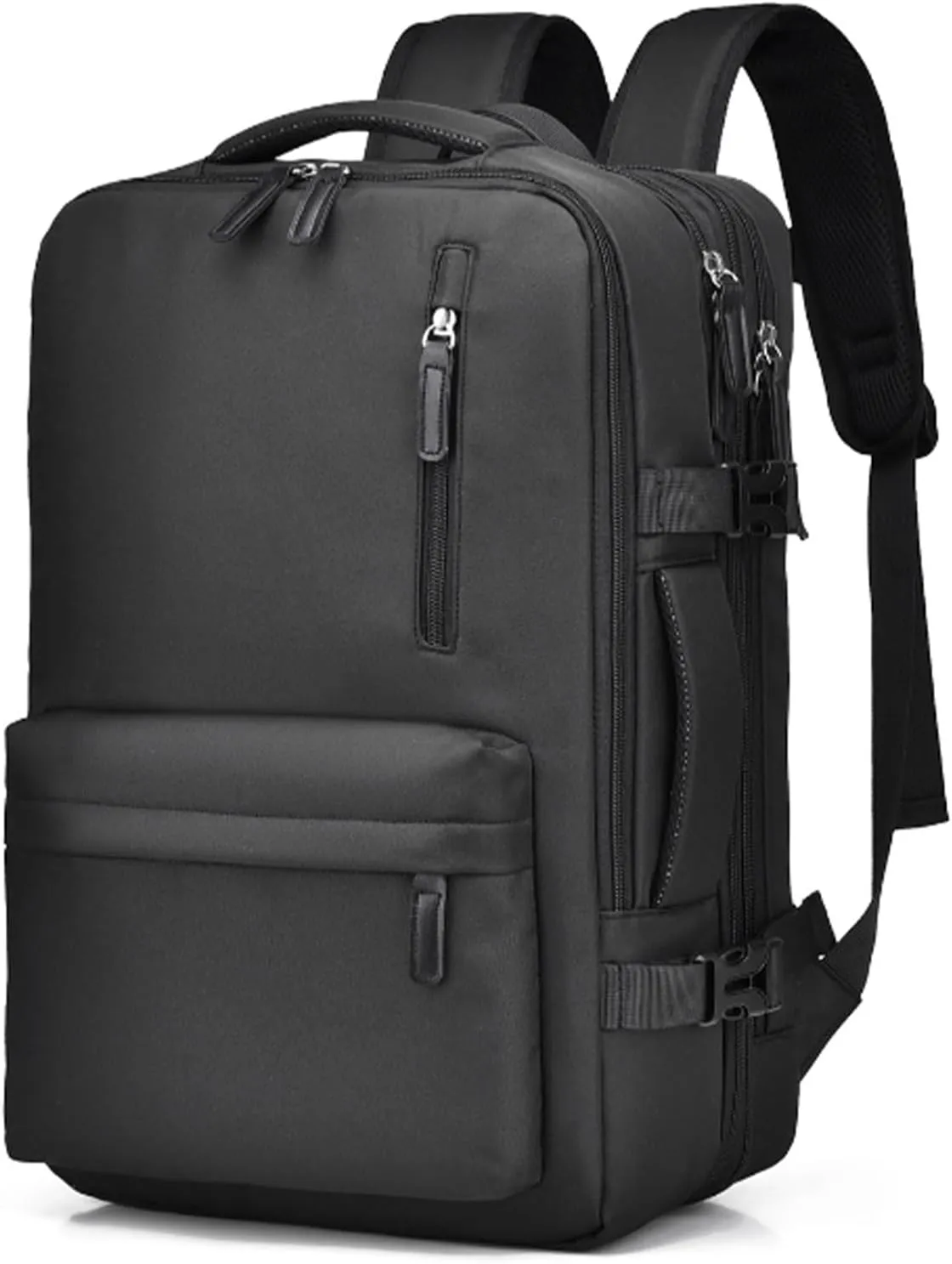Easypacker Travel Backpack, Waterproof with Shoe Compartment & USB Hole, 180° Open and Expandable Design (Black)
