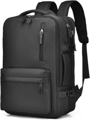 Easypacker Travel Backpack, Waterproof with Shoe Compartment & USB Hole, 180° Open and Expandable Design (Black)