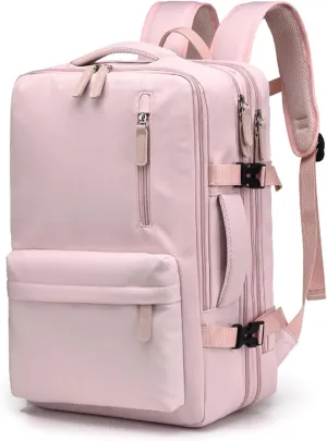Easypacker Travel Backpack, Waterproof with Shoe Compartment & USB Hole, 180° Open and Expandable Design (Pink)