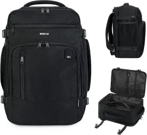 ECOHUB 16'' Travel Backpack For Women Men Airline Approved Personal Item Bag Essentials Laptop Casual Daypack Small Hiking Lightweight Waterproof Backpack, Black