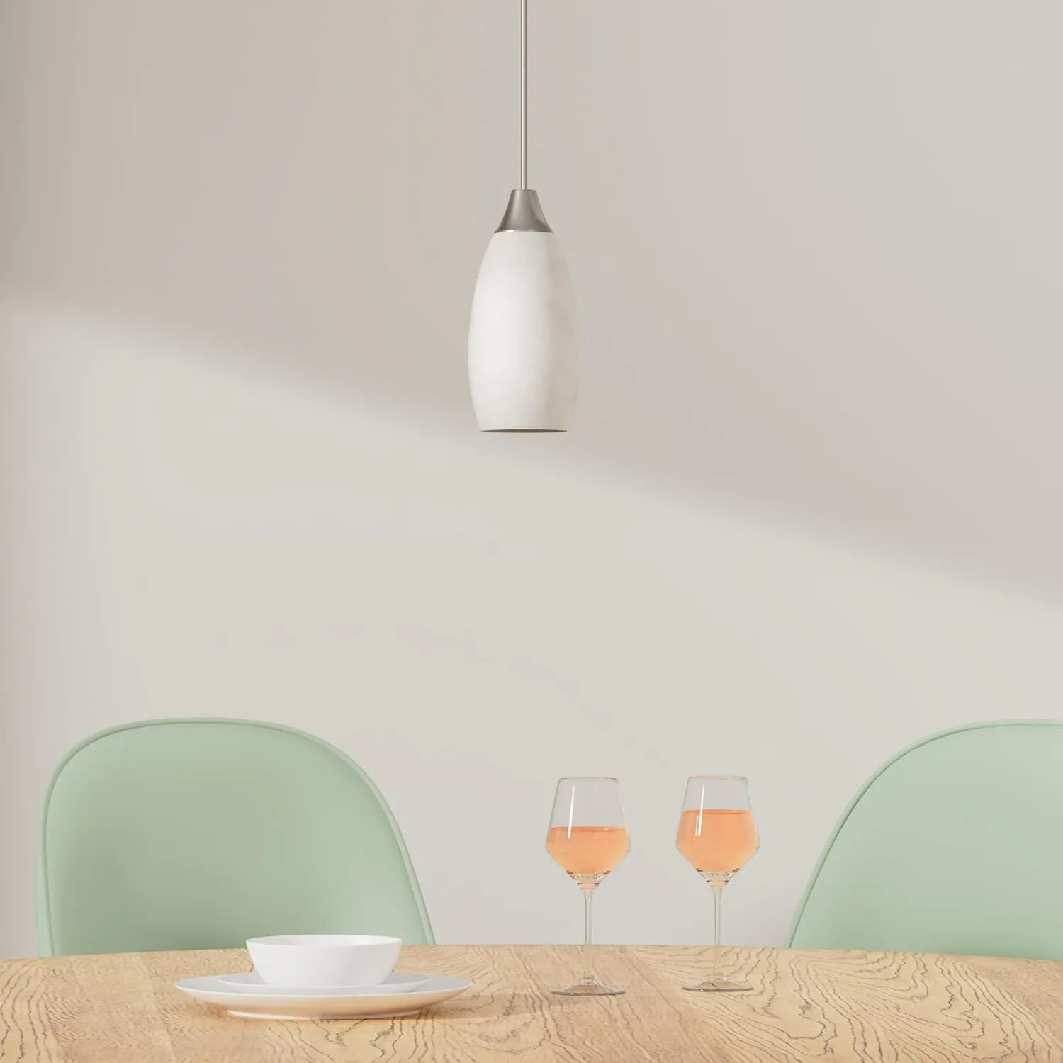 EDISHINE Pendant Light Fixture, Handcrafted Art Glass Hanging Light, Hardwired Ceiling Light, White Marble Glass Shade, Adjustable Brushed Nickel Rods, E26 Base, Pendant Lamp for Kitchen Bathroom Bar