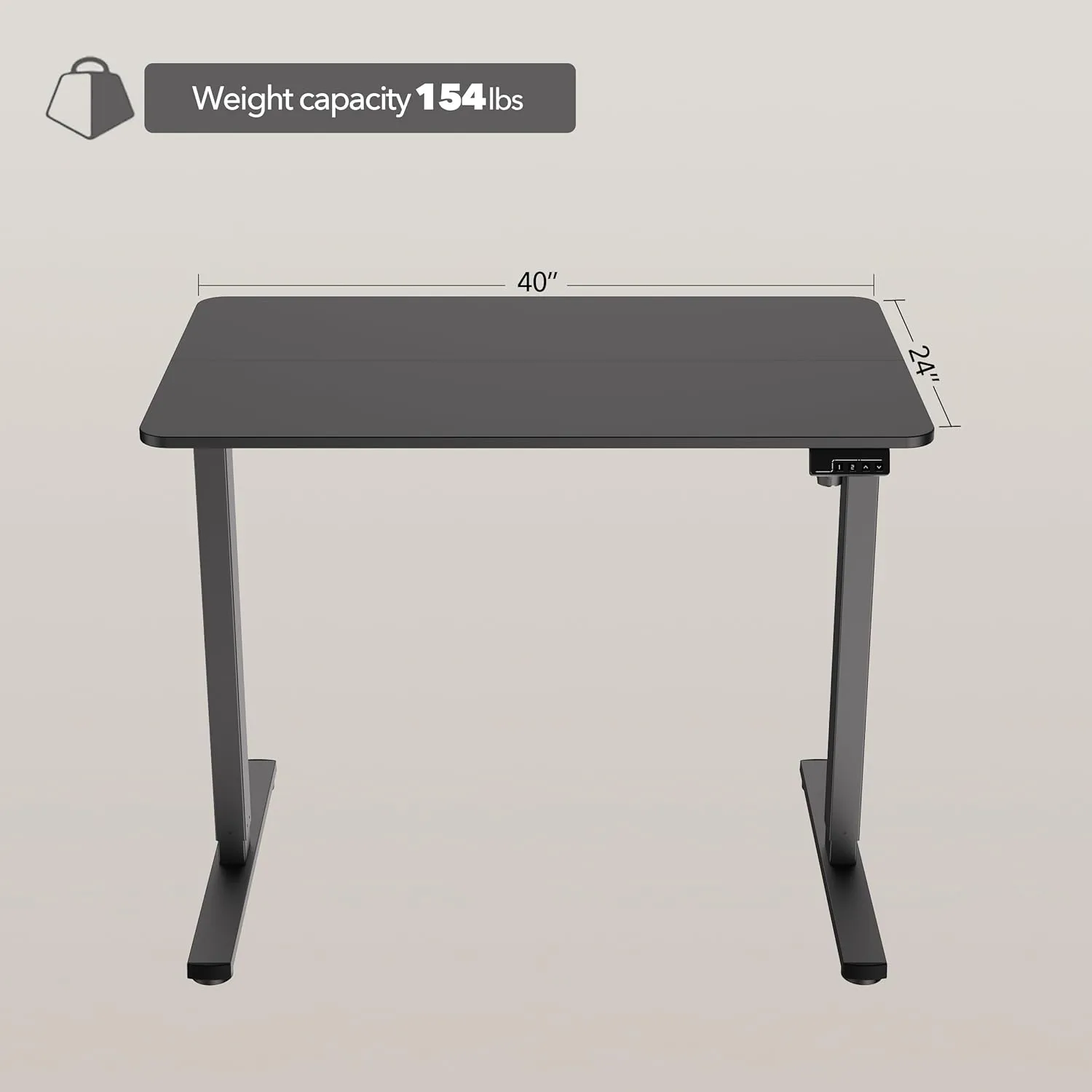 Electric Standing Desk Adjustable Height, 40x24 Inches Sit Stand up Desktop for Home Office, Ergonomic Rising Computer Table with Memory Preset, Black