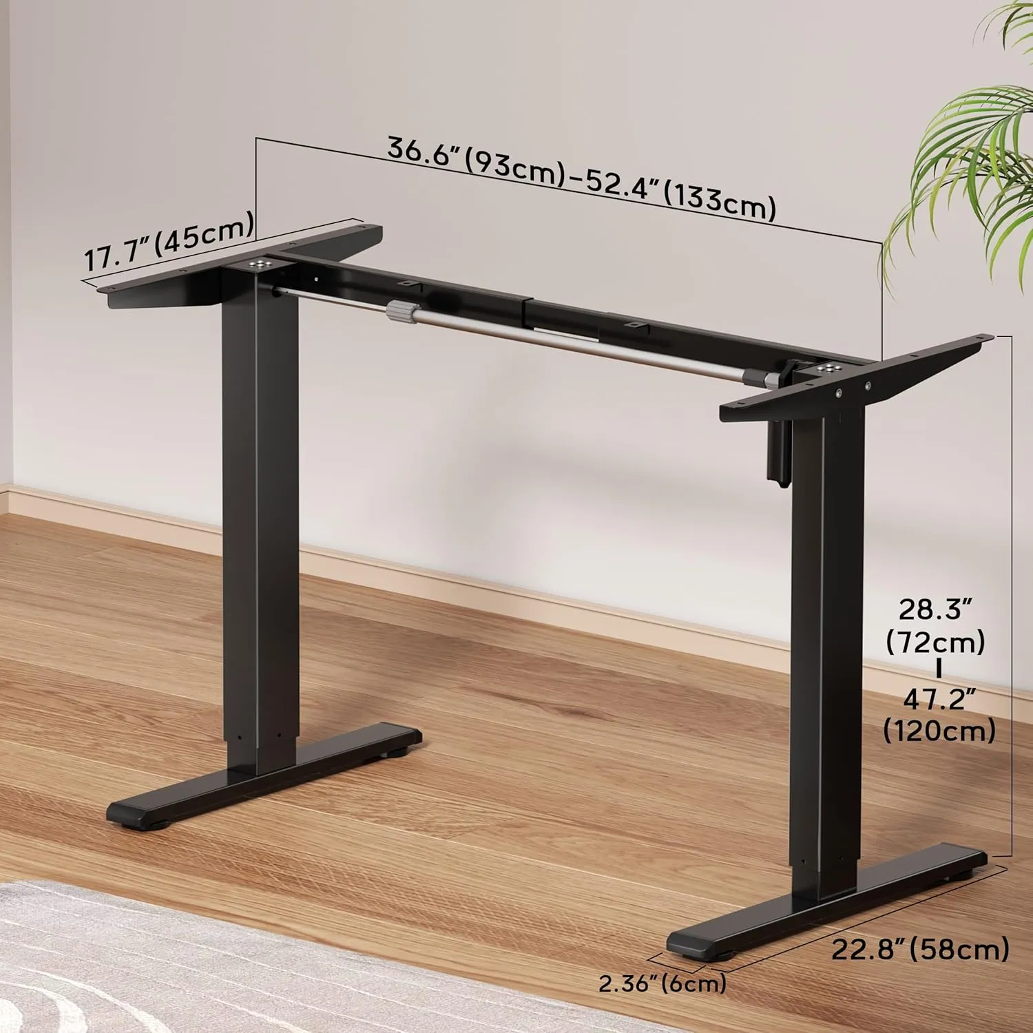 Electric Standing Desk Frame,3 Memory Height Adjustable Table Legs Up to 47.2",Ergonomic Standing Desk Base Workstation for Home Office, Black Frame Only
