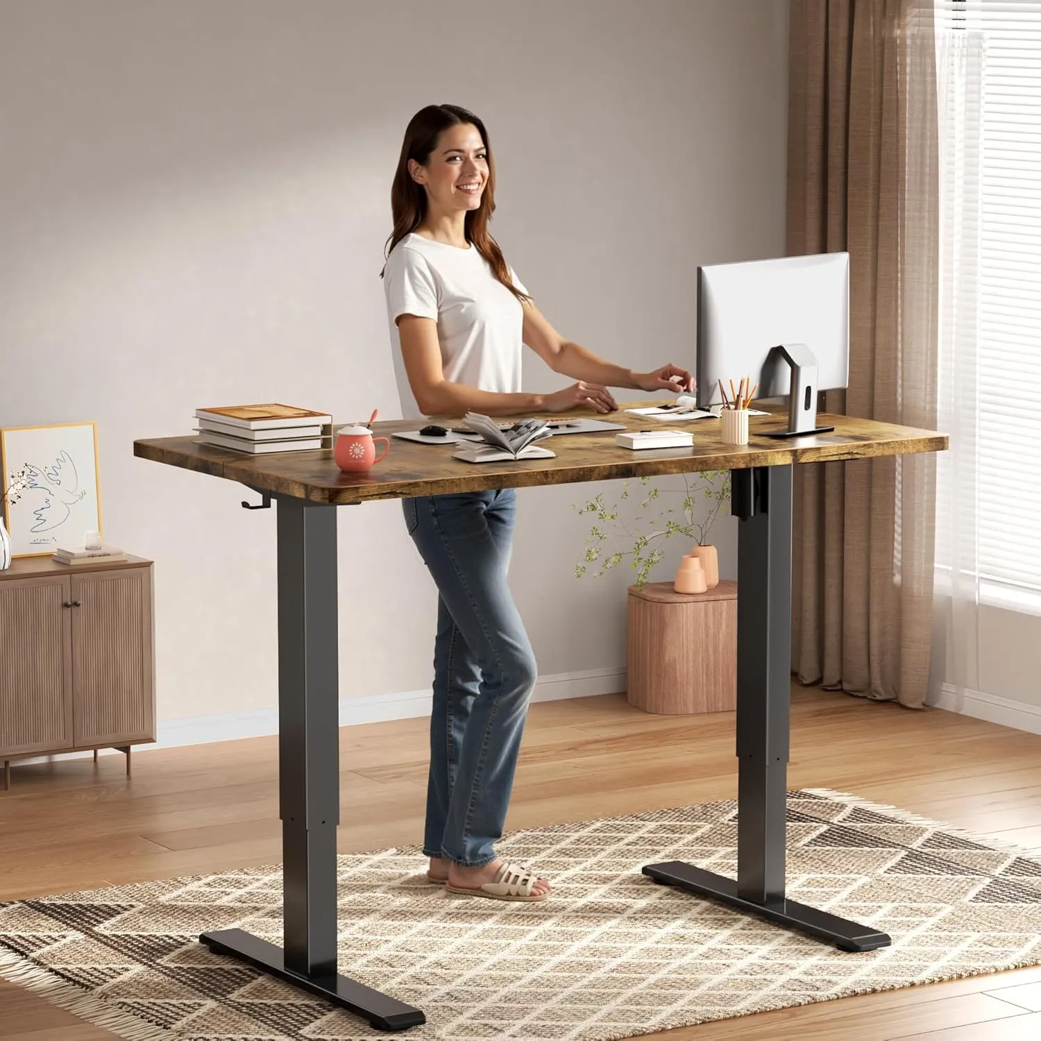 Electric Standing Desk Frame,3 Memory Height Adjustable Table Legs Up to 47.2",Ergonomic Standing Desk Base Workstation for Home Office, Black Frame Only