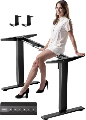 Electric Standing Desk Frame,3 Memory Height Adjustable Table Legs Up to 47.2",Ergonomic Standing Desk Base Workstation for Home Office, Black Frame Only