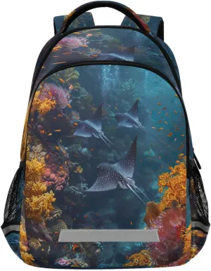 Elegant Eagle Rays Design Waterproof Backpack - Casual Outdoor Sports Daypack with Ergonomic Shoulder Straps#868