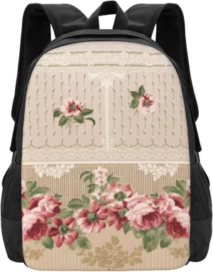 Elegant Romantic Victorian Pink Floral Lightweight Packable Backpack Travel Casual Hiking Daypack Foldable Backpack For Men Women